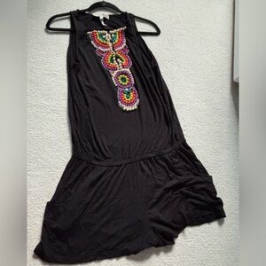 Nanette Lepore Black Dress with Multicolor Beaded Neckline